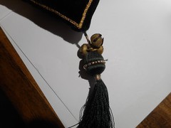 WELCOME/GO AWAY Honeymoon/Wedding gift Velvet, gold thread, bells-hangs on door