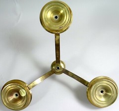Brass Candle Holder Maitland Smith Candelabra Triple Taper Table Top Drip Pans
