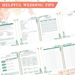 Floral Wedding Planner Book with Organizer 5 Tabs Hardcover 9 X 11.9