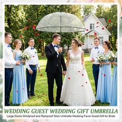60pcs Auto Open Clear Dome Umbrella 8 Ribs Auto Open Stick Umbrella for Wedding