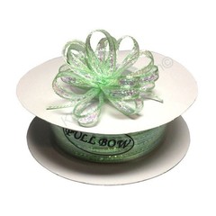 1/8″ 50 Yards Organza Iridescent Center with String Pull Ribbon Bow LIME
