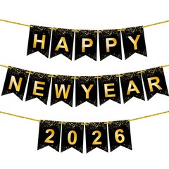 KatchOn, Happy New Year Banner – Large 10 Feet, Pre-Strung | New Year Sign fo…