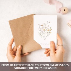 AUDREE Wildflower Thank You 3.5×5 inches, Pack 50 Cards