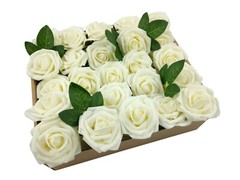 US 25/50pcs Artificial Flowers Real Looking Foam Rose Decoration DIY for Wedding