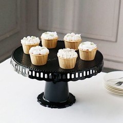 4 Round 13 in Plastic CUPCAKE STANDS Dessert Pedestals Scalloped Edges Party