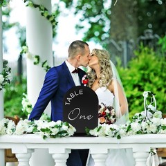 30pcs Black Arch Sign with Stand, 5″x7″ Table Number Holders(Numbers 1-30)