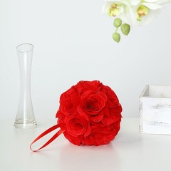 2 RED 7″ Silk Roses Flowers Kissing Balls Wedding Party Events Centerpieces