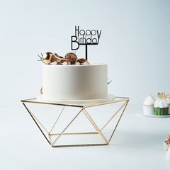 14-Inch Gold Clear Metal Glass Geometric CAKE STAND Party Wedding Decorations