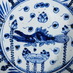 Handcrafted Blue and White Ceramic Fish Bowl for Home Decor