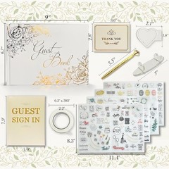 Guest Book Set W/ Diamond Pen & Stickers Weddings Baby Showers Parties New