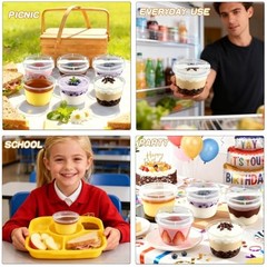 8oz Plastic Dessert Cups with Lids and Spoons, Clear Yogurt 8oz 25 Pack