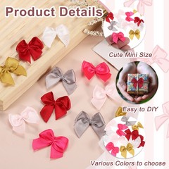30 Pcs Mini Ribbon Bow 1″ Mini Fabric Satin Ribbon Flower Bows, Light Pink