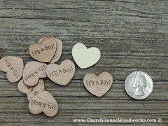100 qty 1″ It’s A Boy! Wood Hearts Table Confetti Wooden Wedding Decor