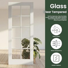 Pantry Door 30×80 Inch – French Interior Door Slab with 10 30×80 Inch – White