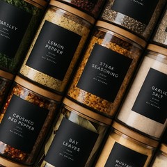 230 Black Spice Labels by ThreeKin | Waterproof & 1 inch in diameter,