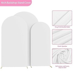 Set of 3 Wedding Arch Cover 6FT, 6.6FT, 7.2FT 2-Sided 7.2FT, 6.6FT, 6FT White