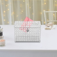 Elegant Wedding Card Box with Heart Lock, Clear Silver Design, 12.2″ x 6.3″