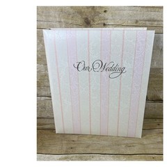 Hallmark Our Wedding Photo Album Pink White Striped Damask 3-Ring Binder Boxed