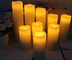 Flameless Candles Battery Operated Candles Real Wax Ivory 4″ 5″ 6″ 7″ 8″ 9″
