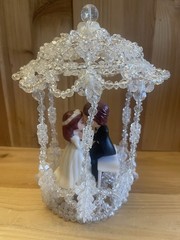 Vintage Handmade Beaded Gazebo WiltonKissing Bride And Groom Wedding Cake Top