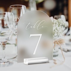 Frosted Arch Table Numbers for Wedding, 5×7 Inch Acrylic Table Numbers 1-25 w…