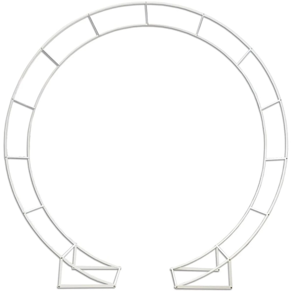 Metal Arch for Ceremony,6.5 Feet Double Round Backdrop Stand,Circle white