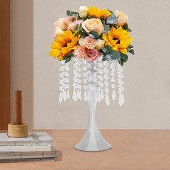 Set Of 10 Silver Tabletop Flower Stands 13.8 in Acrylic Crystal