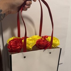 Handmade Satin Ribbon Flower Bouquet – Artistic Custom Creation Red