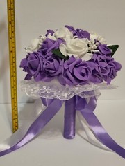 Lot 4 – Bridesmaid Bouquet Wedding Pearl Artificial Fake Flowers Purple Lavender