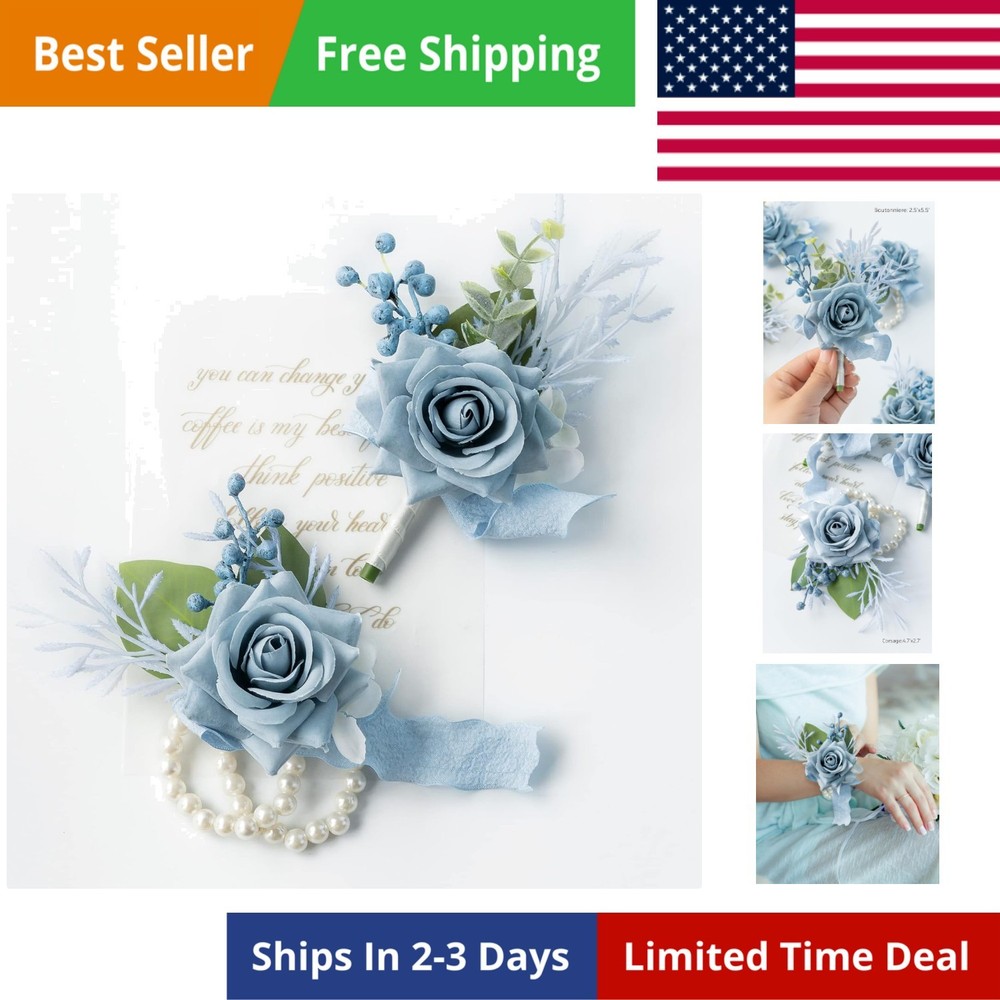 Wrist Corsage Wristlet and Boutonniere Set for Wedding Bridesmaid Mother Gran…