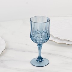 DUSTY BLUE 6 Plastic 8 oz Crystal Cut Goblets WINE GLASSES Party Events