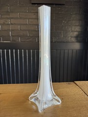 Eiffel Tower Glass Bud Vase Clear & White Centerpiece