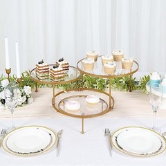 Gold Clear 23″ Round 3 Tier Metal Cake Dessert Stand Acrylic Plates Party Events