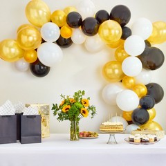 Black/White/Gold Balloon Garland, 76 Pieces, by