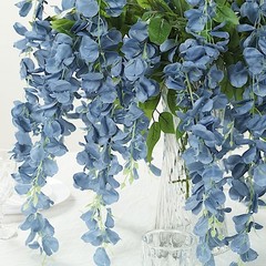 DUSTY BLUE 44″ tall Silk Wisteria Flowers Hanging Vine Bush Wedding
