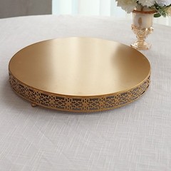 16″ GOLD Metal Fleur De Lis Round Pedestal CAKE STANDS Party Events Decorations