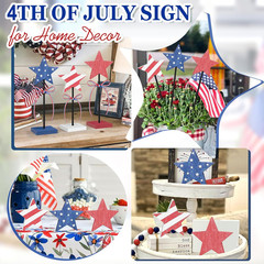 3 PCS 4Th of July Table Decorations Wooden Star Set, Rustic Memorial Day Table D