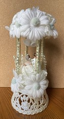 Vintage Wedding Cake Topper Daisies Lily Of The Valley White Pale Blue MCM 11″