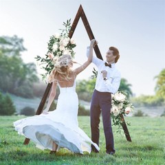 Reusable Large Heavy Triangular Wedding Arch Backdrop Stand Wooden Flowers Frame