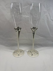 Vintage Crystal Wedding Champagne Goblets for Bride & Groom