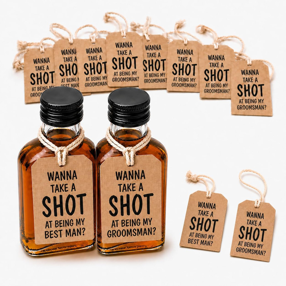 Groomsmen Proposal Gift Hang Tags Set of 10 | 8 Will You Be My Groomsman + 2 Wil