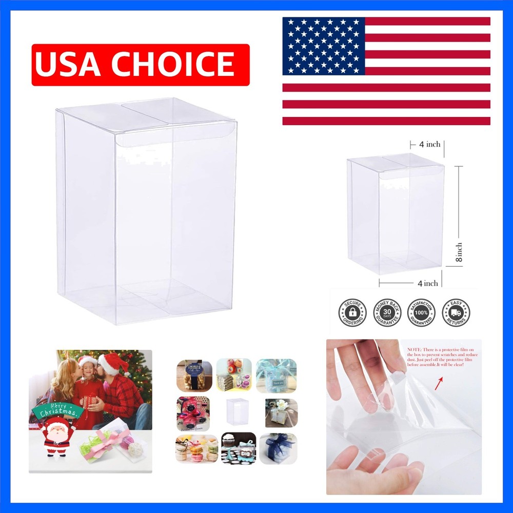 12PCS Transparent Boxes 4 x 4 x 8 inch, Candy Box, Clear Favor Boxes Gift Box…