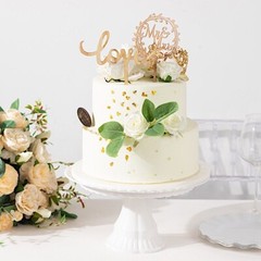 2 Natural Wooden Love and Mr & Mrs Wedding CAKE TOPPERS Party Events Decorations
