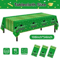 Childom 3 Pack Graduation Tablecloth,Graduation Decorations 54″ x 108″, Green