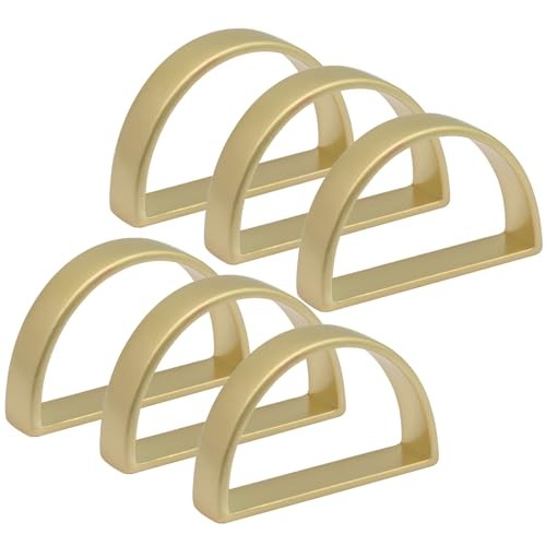 Hordion Gold Napkin Rings Set of 6, Semicircle Metal Napkin Matte Gold, 6pcs