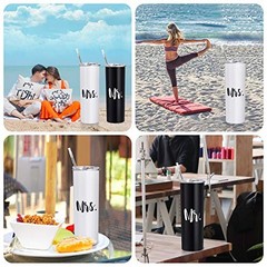 Mr and Mrs Gift Set, Mr and Mrs Stainless Steel Insulated 1 Black and White