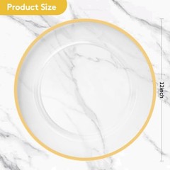 12 Inch Disposable Charger Plates Plastic Pack Plastic Clear 100 Gold Rim