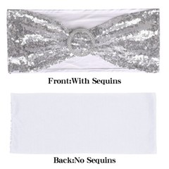 50Pcs Sequin Chair Sashes Spandex Glitter Chair Bows Bands Wedding Banquet Decor