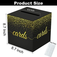 Black Gold Cards Box for Birthday, Wedding, Bridal or Baby Shower, Graduation…