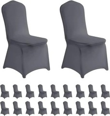 Gray Spandex Chair Covers 20pc – Flexible Banquet Wedding Party Slipcovers
